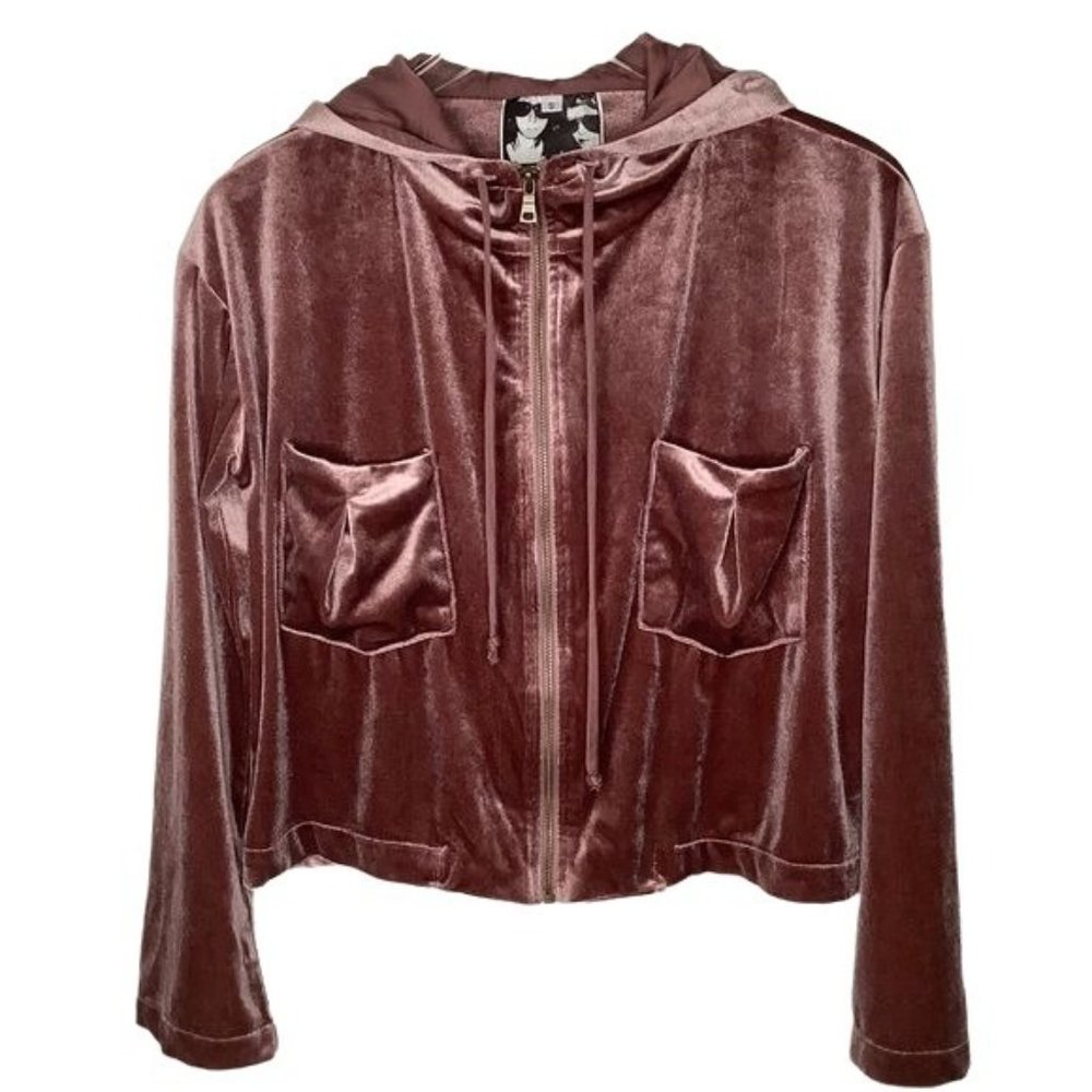YOUNG FABULOUS & BROKE Fritzy Velvet Hooded Jacket Size Small